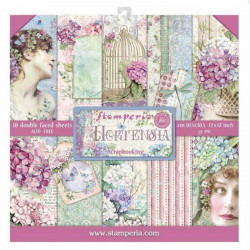 Stamperia Sada Oboustranných Papírů 30X30Cm Hortenzie (10Ks), , Papíry Sady Potiskem Scrapbooking