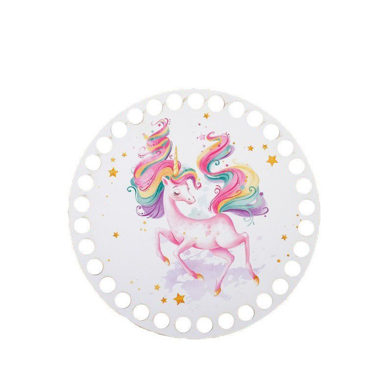 10 ks šablona na pletení "Circle. Unicorn on white" 15 cm