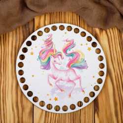 10 ks šablona na pletení "Circle. Unicorn on white" 15 cm