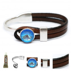 1 Diy náramek Set Kraftika Brown Natural hovězí kůže 999 Silver Antique á Zamak Metal SWAROVSKI Rivoli