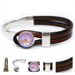 1 Diy náramek Set Kraftika Brown Natural hovězí kůže 999 Silver Antique á Zamak Metal SWAROVSKI Rivoli