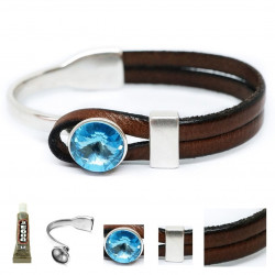 1 Diy náramek Set Kraftika Brown Natural hovězí kůže 999 Silver Antique á Zamak Metal SWAROVSKI Rivoli