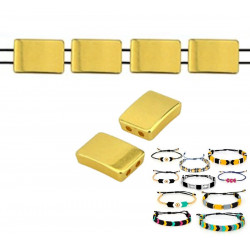 6ks 24k Pozlacené 2 se dvěma otvory Rectangle Zamak Metal Greek Slider korálek beadweaving Lištování náramek 8 x 12 mm