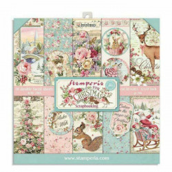 Stamperia Sada Oboustranných Papírů 20X20Cm Růžové Vánoce (10Ks), , Papíry Potiskem Scrapbooking