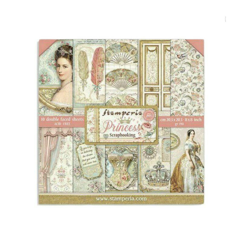 Stamperia Sada Oboustranných Papírů 20X20Cm Princezna (10Ks), , Papíry Potiskem Scrapbooking