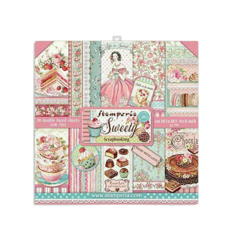 Stamperia Sada Oboustranných Papírů 20X20Cm Sladkosti (10Ks), , Papíry Potiskem Scrapbooking