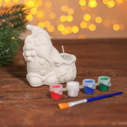 Sada pro kreativitu svíčka k malování "Santa Claus s pytlem" barvy 4 ks. 3 ml každý, štětec