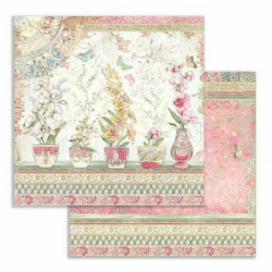 Stamperia Oboustranný Papír Na Scrapbook Květiny V Květináči , 30 X 30 Příroda Papíry Listy Potiskem Scrapbooking