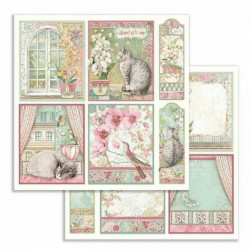 Stamperia Oboustranný Papír Na Scrapbook Květiny A Kočky , 30 X 30 Příroda Papíry Listy Potiskem Scrapbooking