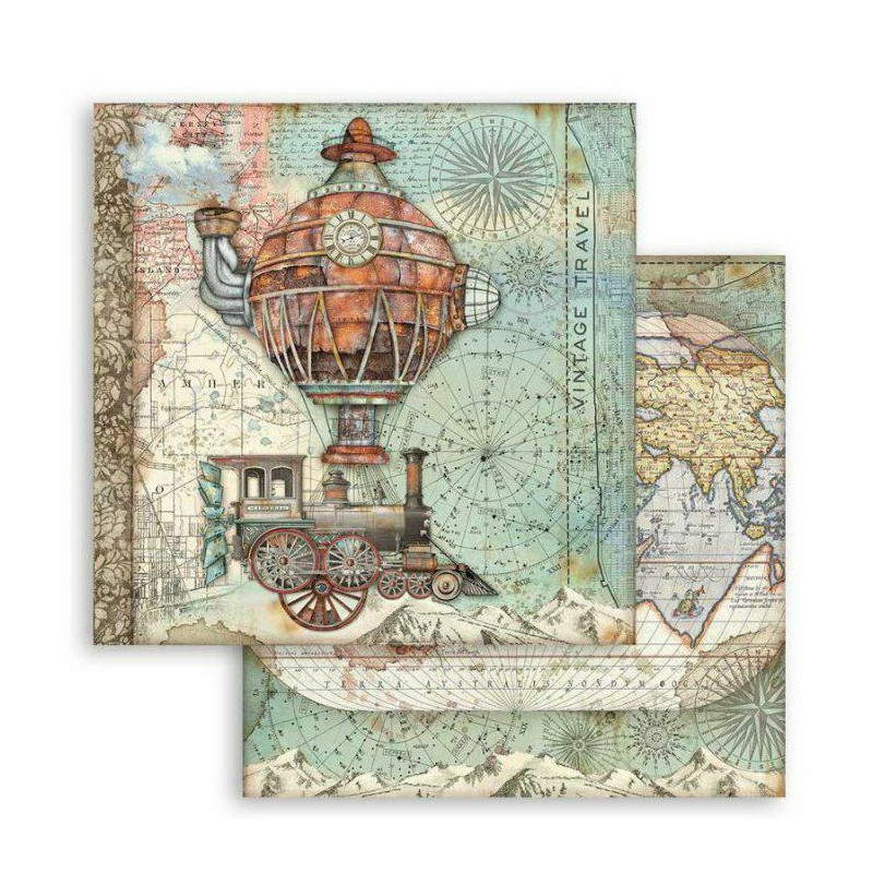 Stamperia Oboustranný Papír Na Scrapbook Vintage Travel , 30 X 30 Papíry Listy Potiskem Scrapbooking