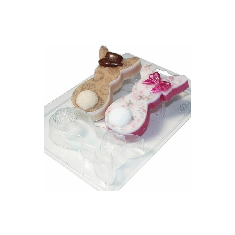 1pair pár velikonočních králíků, Bunny Plastic Soap Making Mold 102x60x28mm čokoláda sádra svíčka