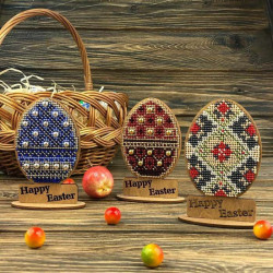 1ks vejce na stojanu Happy Easter DIY Kit na dřevěném plátně Craft Set Velikonoční Ornament Cross