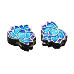 1ks Gold Blue smalt Metal Lotus Cloisonne korálky Spacer Vintage Art korálek Design kouzlo náramek asijské korálek 13mm x 10mm