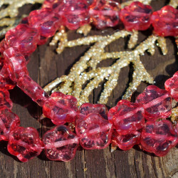 Valentine Pink Jasné, české Sklo Květina Korálky Růžové české Flower Korálky Flat Flower Korálky Růžové Sklo Flower Beads Český