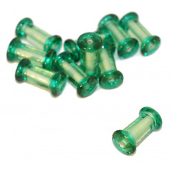 2ks Zelené Vinuté české Skleněné Korálky Ruční Trubice Cívky Korálky 14mm x 6mm