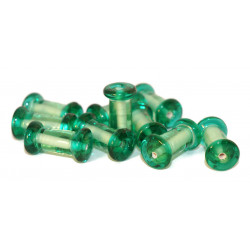 2ks Zelené Vinuté české Skleněné Korálky Ruční Trubice Cívky Korálky 14mm x 6mm