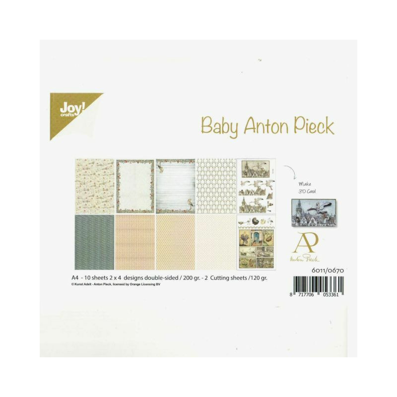 Joy Crafts Sada oboustranných papírů A4 Baby Anton Pieck (12ks), , papíry v sadě, potiskem scrapbooking