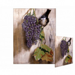 1pc Provence Bird and Grape Seed Seed beadwork Embroidery Diy Kit On Cotton Canvas Czech Glass PRECIOSA Seed Beads Beaded Wall