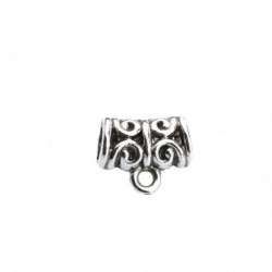 10ks Starožitné stříbrné velké díry Evropské Pandora Style Tube Charms Bail Metal 12mm x 10mm otvor 4mm