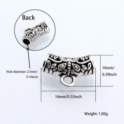 10ks Starožitné stříbrné velké díry Evropské Pandora styl trubice Bail Flower Leaf Charms Bail Metal 14mm x 10mm otvor 2.5 mm