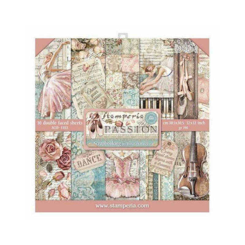 Stamperia Sada Oboustranných Papírů 30X30Cm Passion (10Ks), , Papíry Sady Potiskem Scrapbooking