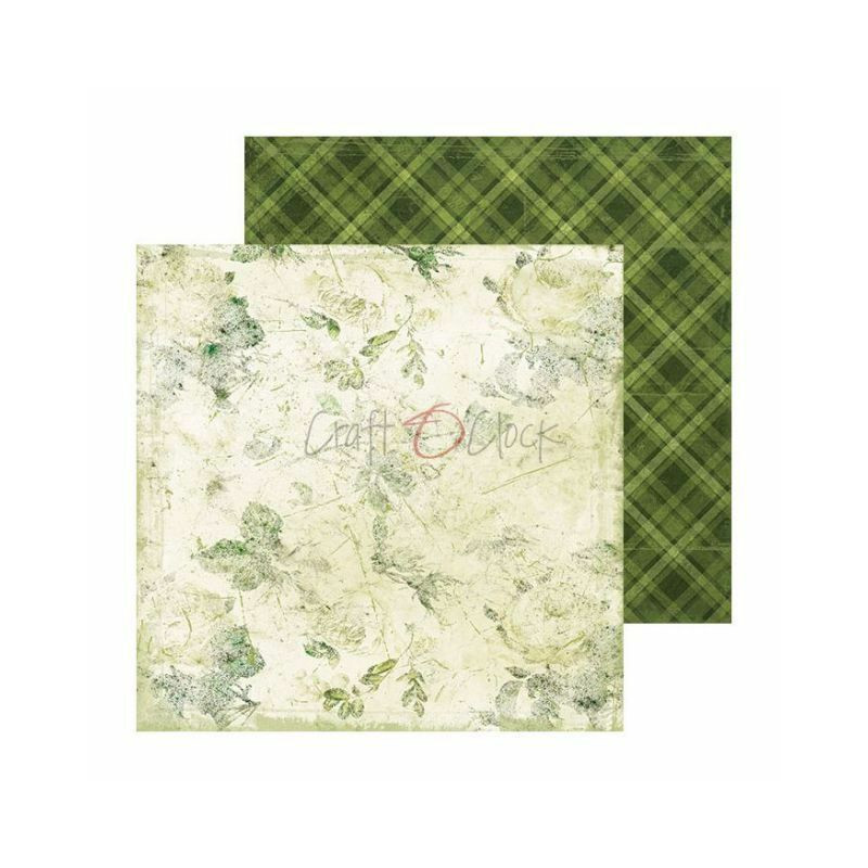 Craft OClock Oboustranný papír na scrapbook (1ks) Green Mood č.5 , 30 x 30 příroda papíry listy potiskem scrapbooking