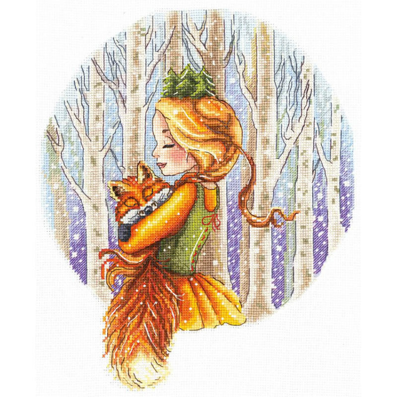 1pc Forest Princess Cotton Cross Stitch Embroidery Diy Kit Mouline Threads On Canvas Hand Needlework Cross-stitch Set