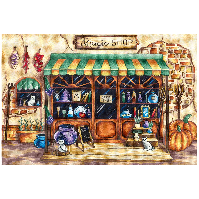 1pc Magic Shop Bavlna Cross Stitch výšivka Diy Kit Mouline nitě na plátně, ruční vyšívání Cross-stitch Set Needlepoint dárek