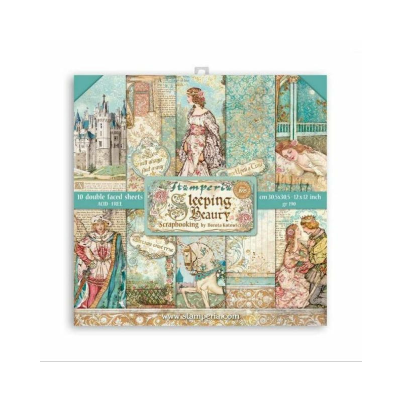 Stamperia Sada oboustranných papírů 30x30cm Sleeping Beauty (10ks), , papíry sady potiskem scrapbooking