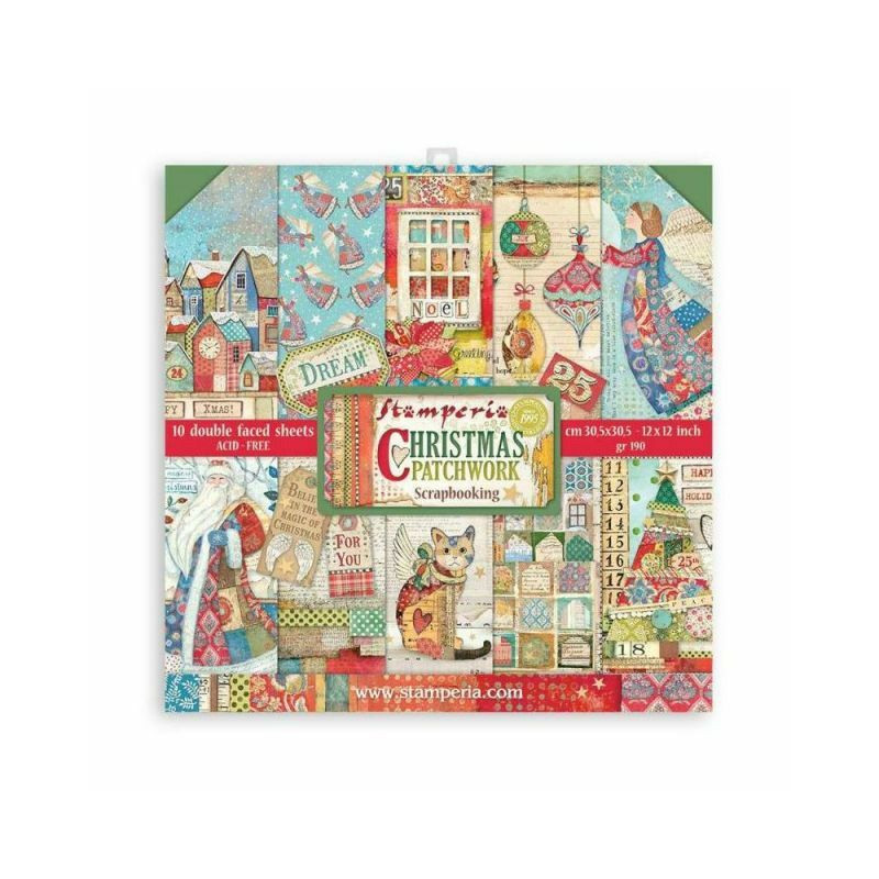 Stamperia Sada oboustranných papírů 30x30cm Christmas Patchwork (10ks), , papíry sady potiskem scrapbooking