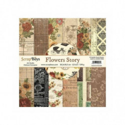 ScrapBoys Sada oboustranných papírů 30, 5x30, 5cm Flowers Story (12ks), , papíry sady potiskem scrapbooking