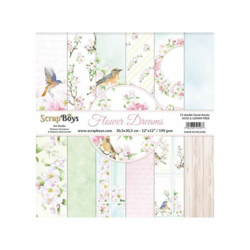 ScrapBoys Sada oboustranných papírů 30, 5x30, 5cm Flower Dreams (12ks), , papíry sady potiskem scrapbooking