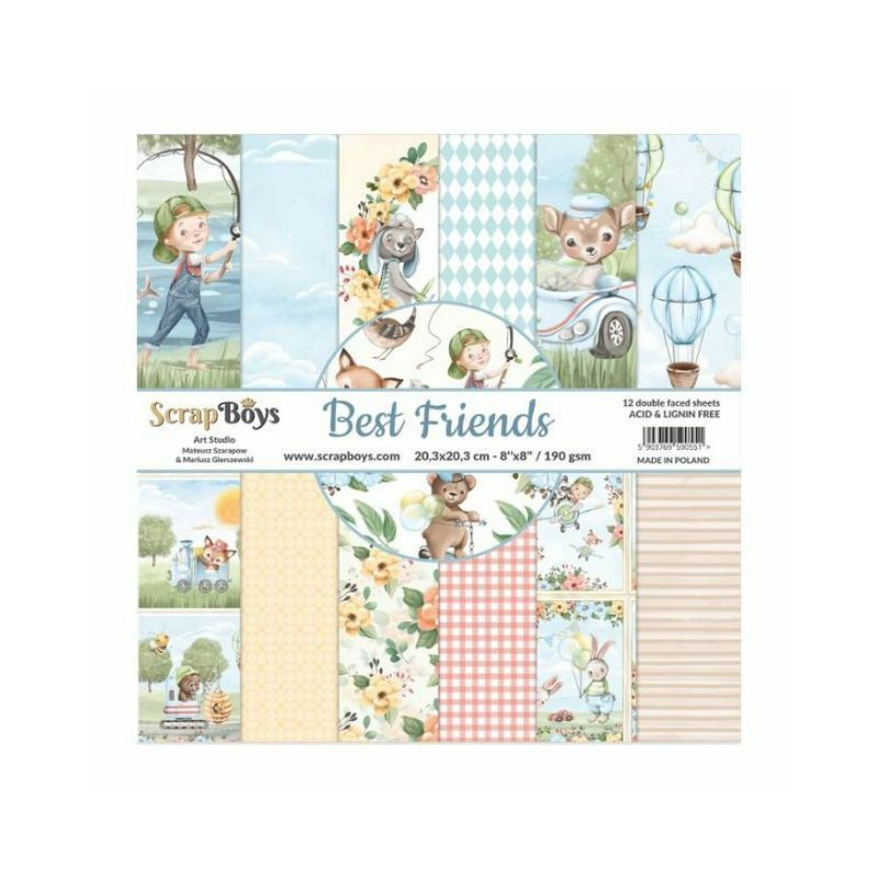 ScrapBoys Sada oboustranných papírů 20, 3x20, 3cm Best Friends (12ks), , papíry potiskem scrapbooking