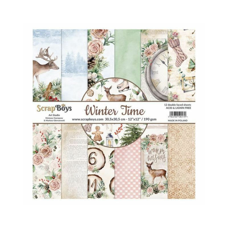 ScrapBoys Sada oboustranných papírů 30, 5x30, 5cm Winter Time (12ks), , papíry sady potiskem scrapbooking