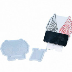 1pc Wings Phone Stand Holder 3d silikonová Uv epoxidová pryskyřice mýdlo hliněná sádrová forma Diy vosková svíčka 231x183mm