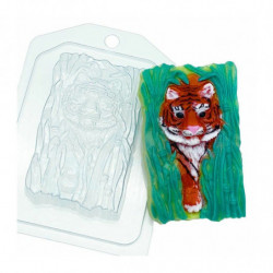 1pc Tiger v bambusové plastové čokoládě, mýdlo na výrobu forem forem sádry Diy vosková svíčka 101x65x28mm