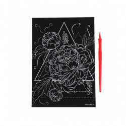 Gravírování "Peonies" s kovovým efektem "zlato", A5 Scratch Art DIY Kit Gold Metallic Effect Painting Craft Kit Art Wall Art