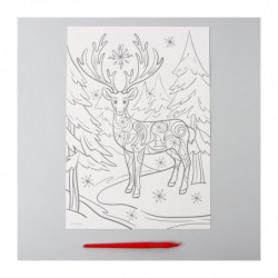 Gravírování "Deer in the Forest" A4 s kovovým zlatým efektem Scratch Art DIY Kit Gold Metallic Effect Painting Craft Kit Art