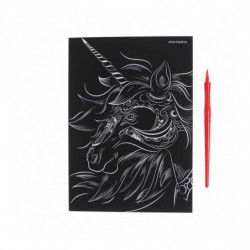 Gravírování "Unicorn" s kovovým efektem "Silver", A5, , Scratch Art DIY Kit Silver Metallic Effect Painting Craft