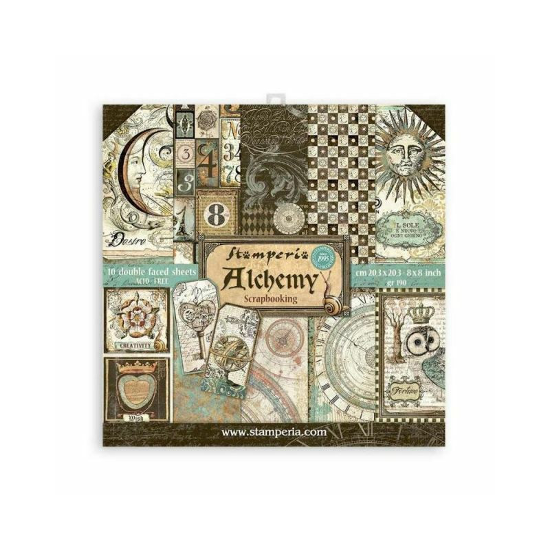 Stamperia Sada oboustranných papírů 20x20cm Alchemy (10ks), , papíry jednobarevné, scrapbooking