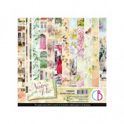 CIAO BELLA Sada oboustranných papírů 15x15cm Notre Vie (24ks), , papíry potiskem scrapbooking