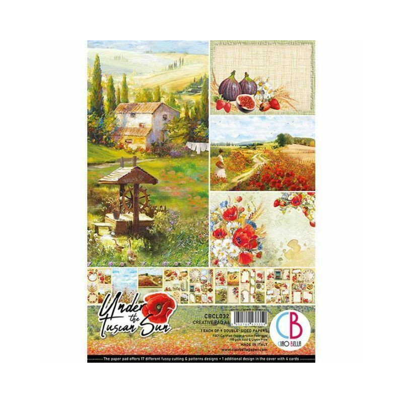 CIAO BELLA Sada oboustranných papírů A4 (8ks) - Under the Tuscan Sun , papíry v sadě, potiskem scrapbooking