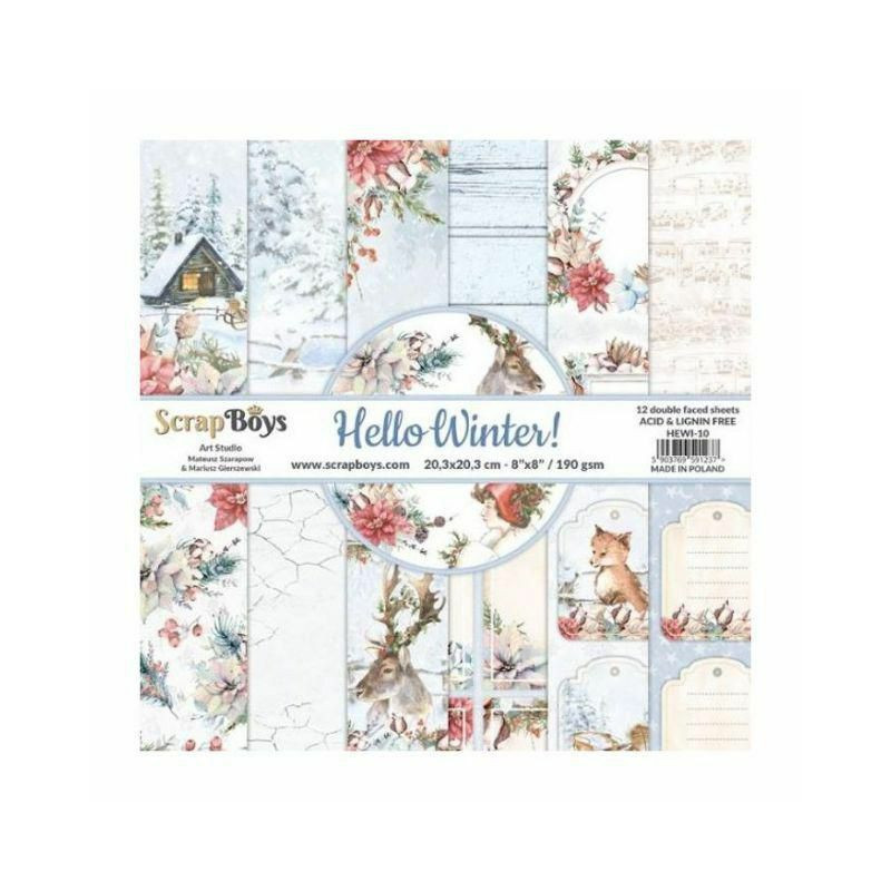 ScrapBoys Sada oboustranných papírů 20, 3x20, 3cm Hello Winter! (12ks), , papíry potiskem scrapbooking