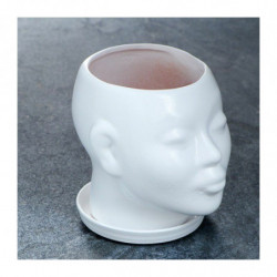 Zdobený květináč Head výška 15 cm bílá barva