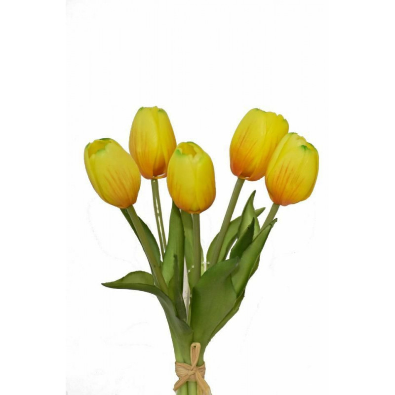 Kytička 5 žlutých tulipánů, 25 cm