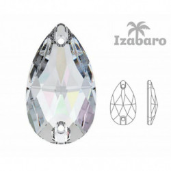 2ks Izabaro Crystal Crystal Slza šít na Flatback Kamenné skleněné krystaly 3230 Izabaro Hruška kapka tváří kamínky 28mm x 17mm