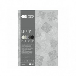 Sada jednobarevných papírů Deco grey (20listů, 170g/m2) A4 happy color papíry sady jednobarevné, scrapbooking