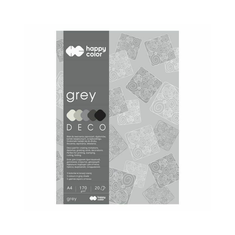 Sada jednobarevných papírů Deco grey (20listů, 170g/m2) A4 happy color papíry sady jednobarevné, scrapbooking