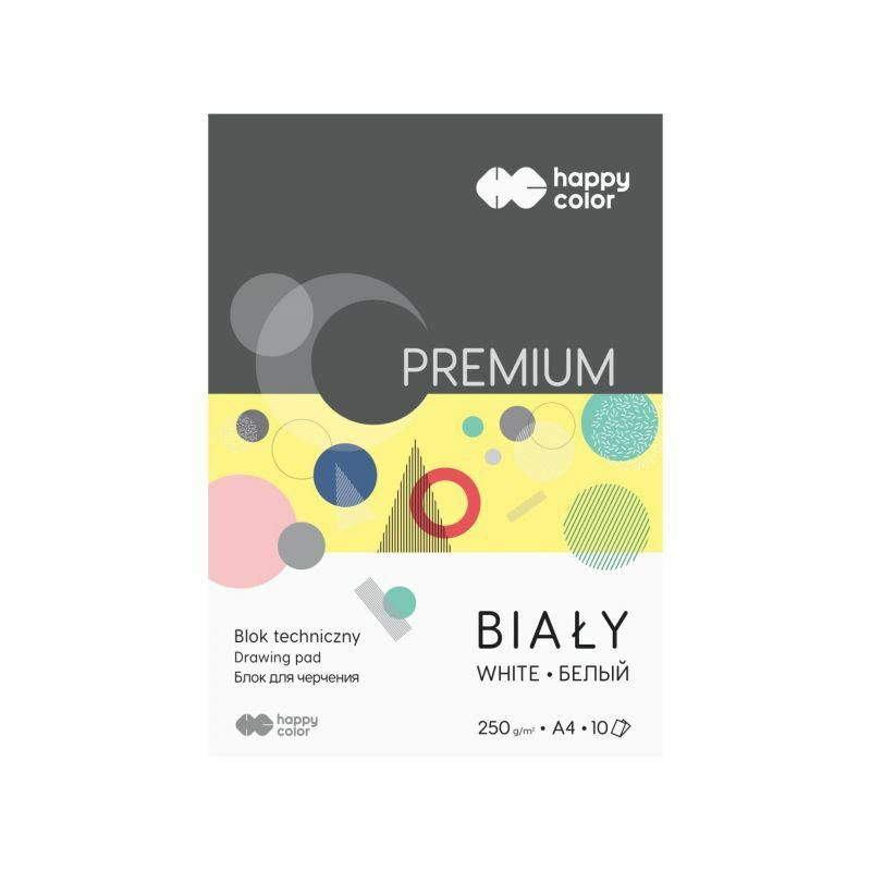 Skicák technický Premium bílý (250g/m2 10listů) A4 happy color pastel uhel tužka skicáky výtvarné potřeby