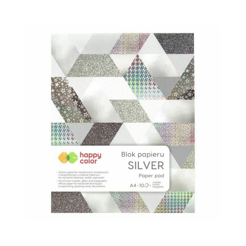 Sada efektních papírů Silver (10ks) A4 happy color třpytivý, papíry speciální, scrapbooking